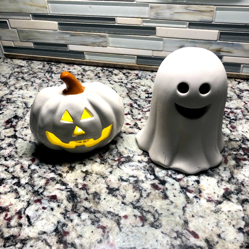 Ceramic Pumpkin & Ghost Figurines